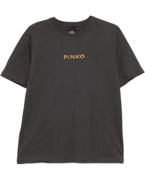 Pinko Too Glam To Give A Damn T-Shirt With Rhinestones - Black