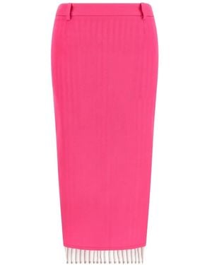 The Attico Asymmetric Stripe Midi Skirt - Pink