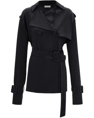 Ferragamo Doppelreihiger Trenchcoat Aus Satin - Schwarz