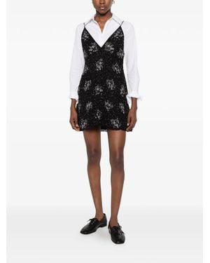 Antik Batik Bead-Embellished Floral-Sequin Mini Dress - Black