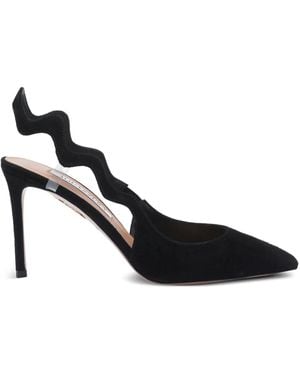 Aquazzura 85mm Artiste Sling wave-detail slingback pumps - Schwarz