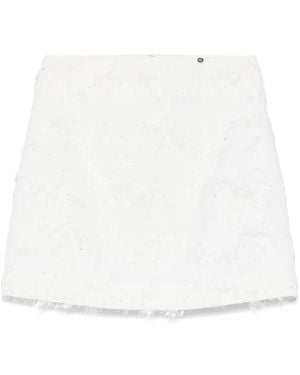 Nissa Floral-Jacquard Skirt - White