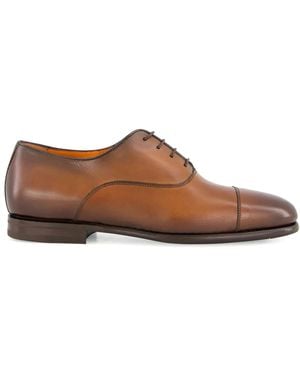 Santoni Polished-Leather Oxford Shoes - Brown