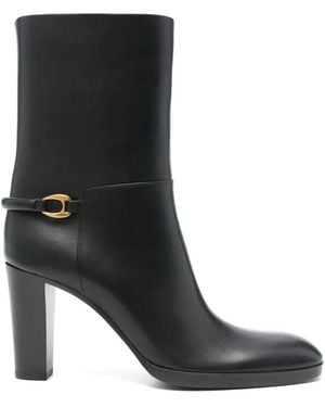 Saint Laurent 90Mm Buckle Detail Boots - Black