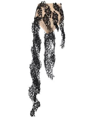GIUSEPPE DI MORABITO Lace-Appliqué Asymmetric Skirt - White