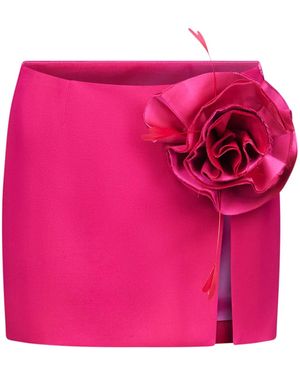 Area Floral-Appliqué Wool Mini Skirt - Pink