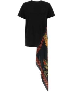Blumarine Floral-Print Paneled T-Shirt - Black