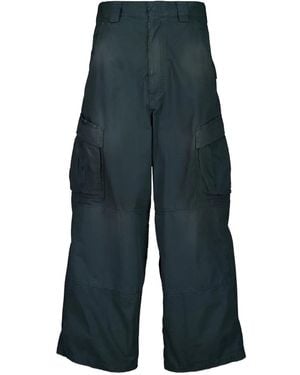 Balenciaga Washed-Cotton Cargo Trousers - Blue
