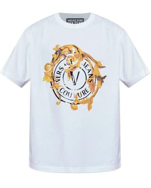 Versace Jeans Couture Baroque-Print Logo-Print T-Shirt - White