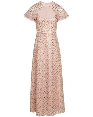 Giambattista Valli Daisies Floral Embroidered Midi Dress - Pink