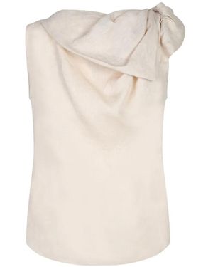 Fabiana Filippi Draped Knot-Detail Top - White