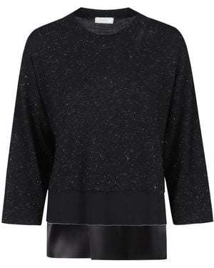 Peserico Layered Metallic-Knit Jumper - Black