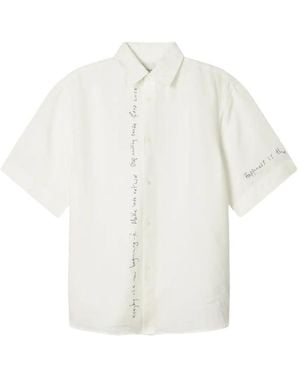 Paul Smith Camisa De Lino Con Bordado - Blanco