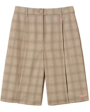 Twinset X Myfo Checked Tailored Shorts - Natural