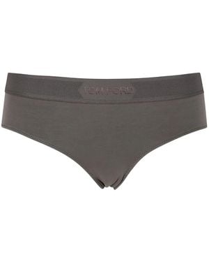 Tom Ford Logo-Embellished Modal Briefs - Grey