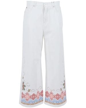 Weekend by Maxmara Floral Embroidered Pants - White