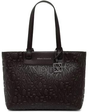 ARMANI EXCHANGE Logo-Embossed Tote Bag - Black