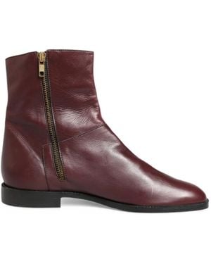Dolce & Gabbana Side-Zip Leather Ankle Boots - Purple