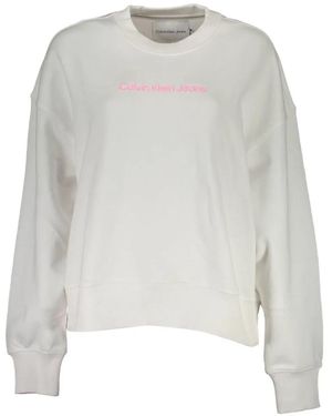 Calvin Klein Logo-Embroidered Crew Neck Sweatshirt - White