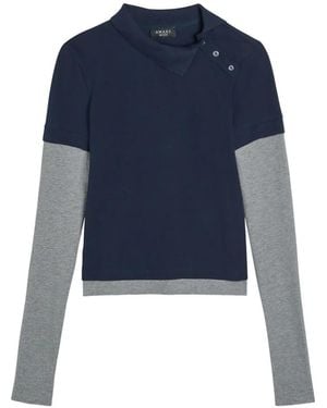 A.W.A.K.E. MODE Asymmetric Polo Shirt - Blue