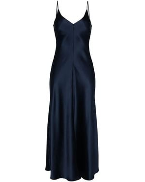 Voz V-Neck Slip Silk Dress - Blue
