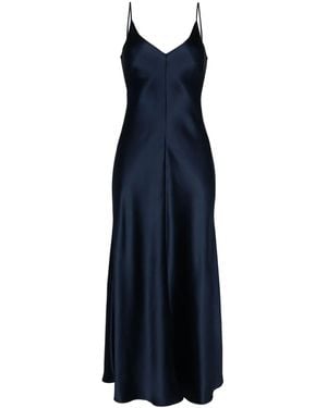 Voz V-Neck Slip Silk Dress - Blue