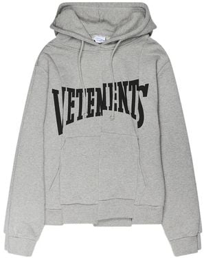 Vetements Cut-Up Logo Hoodie - Grey