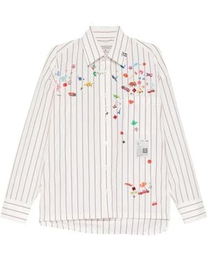 Maison Mihara Yasuhiro Striped Embroidered Shirt - White