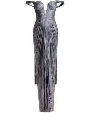 Maria Lucia Hohan Pleated Off-Shoulder Maxi Dress - Grey