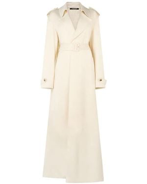 Roberto Cavalli Pleated Belted Trench Coat - White