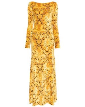 Etro Baroque-Print Maxi Dress - Metallic