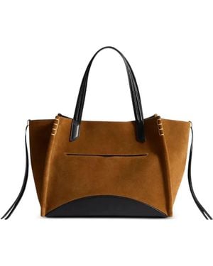 JW Anderson Loafer Cabas Suede Contrast-Panel Tote Bag - Blue
