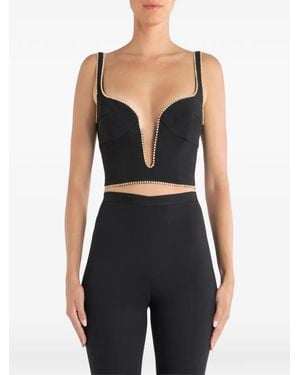 Etro Rhinestone-Embellished Sweetheart-Neck Top - Black
