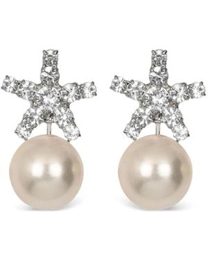 Jennifer Behr Pendientes Novella con perlas y cristales - Blanco