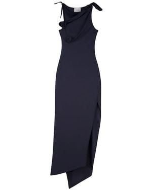 Coperni Flower Detail Asymmetric And Sculptural Gown - Blue
