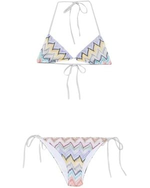 Missoni Zigzag-Knit Triangle Bikini - White