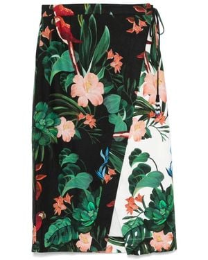 FARM Rio Midnight Macaw Fiesta Midi Skirt - Green