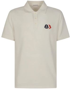 Moncler Cotton Logo-Patch Polo Shirt - White