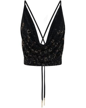 CAMILLA Mosaic Muse Cowl-Neck Tank Top - Black