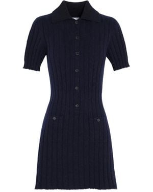 Barrie Ribbed Midi Dress - Blue