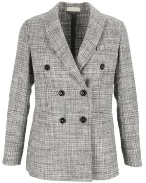 Circolo 1901 Double-Breasted Checked Jacket - Grey