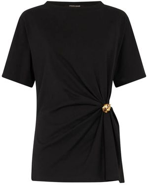 Roberto Cavalli Tiger Head-Brooch T-Shirt - Black