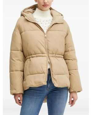 Guess Hooded Quilted Puffer Jacket - Natural