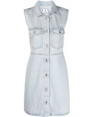 Off-White c/o Virgil Abloh Logo-Print Denim Shirtdress - Blue