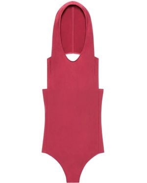 Courreges Illusion Hooded Bodysuit - Red