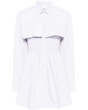 Alexander Wang Smocked Mini Dress With Overshirt - White