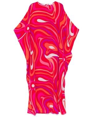 Emilio Pucci Abito Lungo Con Stampa Marmo - Rosso