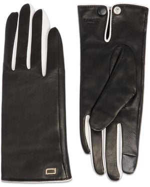 Lancel Two-Tone Leather Gloves - Black