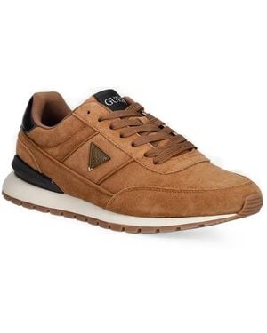 Guess Rexlor Logo-Plaque Panelled Trainers - Brown