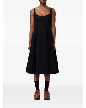 Marni Frayed-Edge Flared Midi Dress - Black